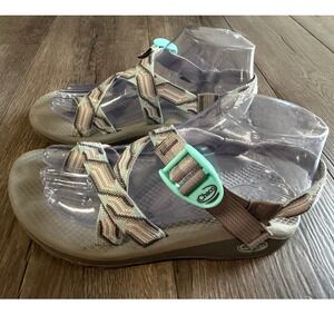Chaco Z/2 Classic Sandals Womens 7 Grey Mint Geometric Strappy Hiking Shoes